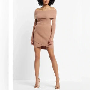 Express Mocha Cable Knit High Waisted Skirt XL